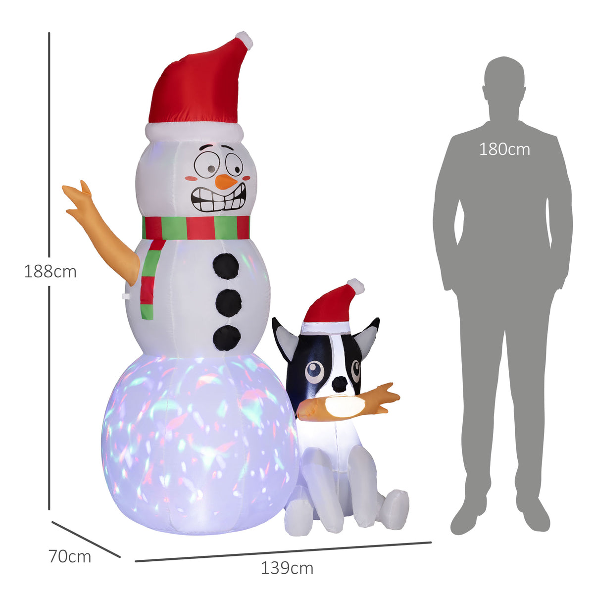 6.2ft Gonflable Père Noël avec décoration de chien