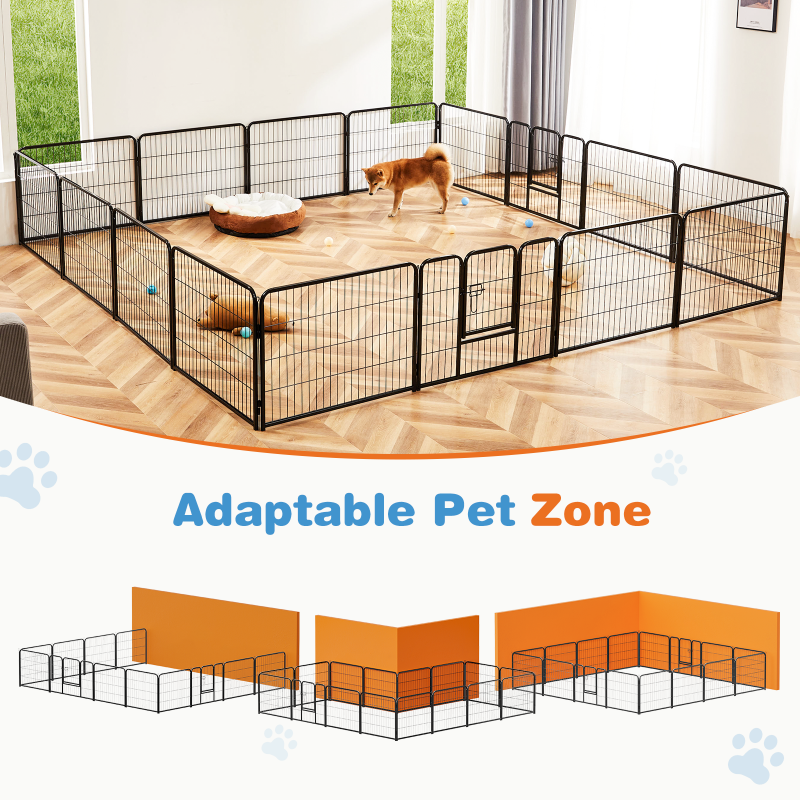 Stylo d'exercice en métal de hauteur de clôture intérieure pour chien avec porte Petit chiot Grand chien moyen