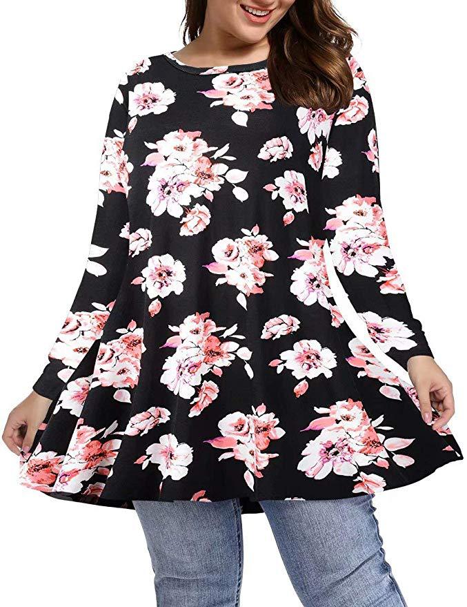 Ceinture longue manches Top Plus-size Relaxed Fit