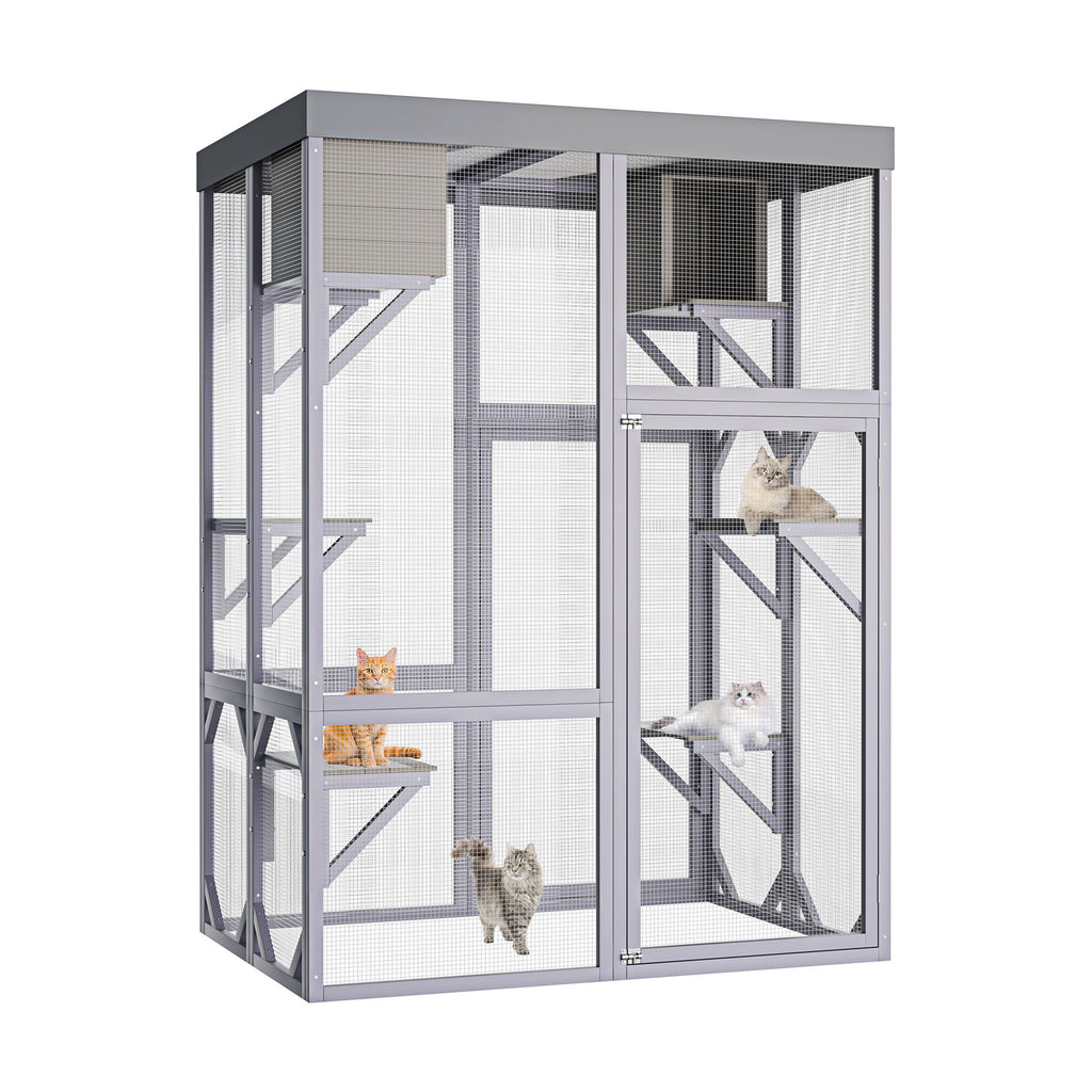 Catio extérieur en bois Boîtier multifonctionnel pour chats