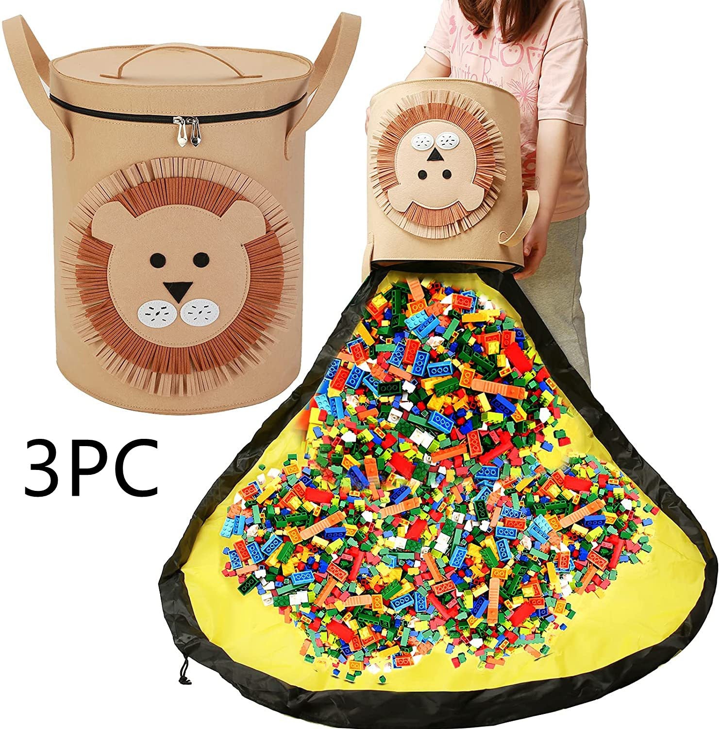 Sac de rangement feutre Toy Play Mat 2 en 1 Pull Rope
