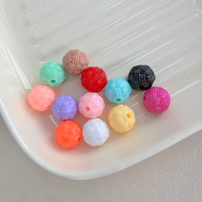 Perles d'espacement rond en acrylique texturé avec trou droit