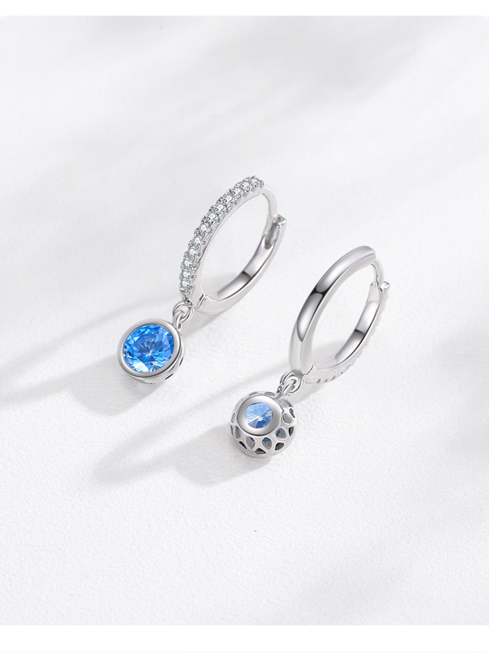 Boucles d'oreilles en diamant artificiel bleu de mer de luxe pour femmes