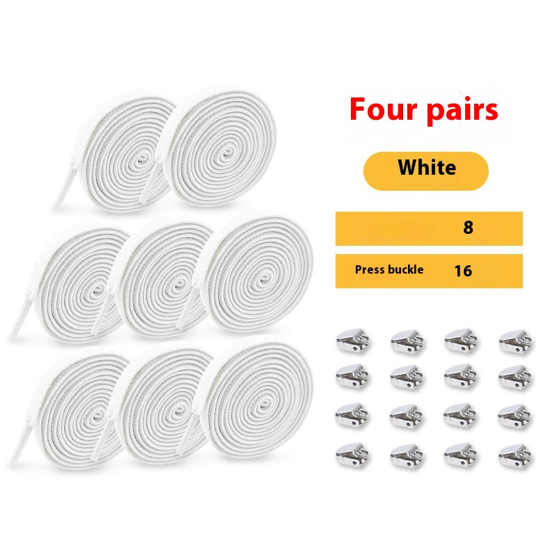 Shoelace pour les gens paresseux Rope élastique sans lacets Enfants Flat Buckle Chaussures blanches sans cravate