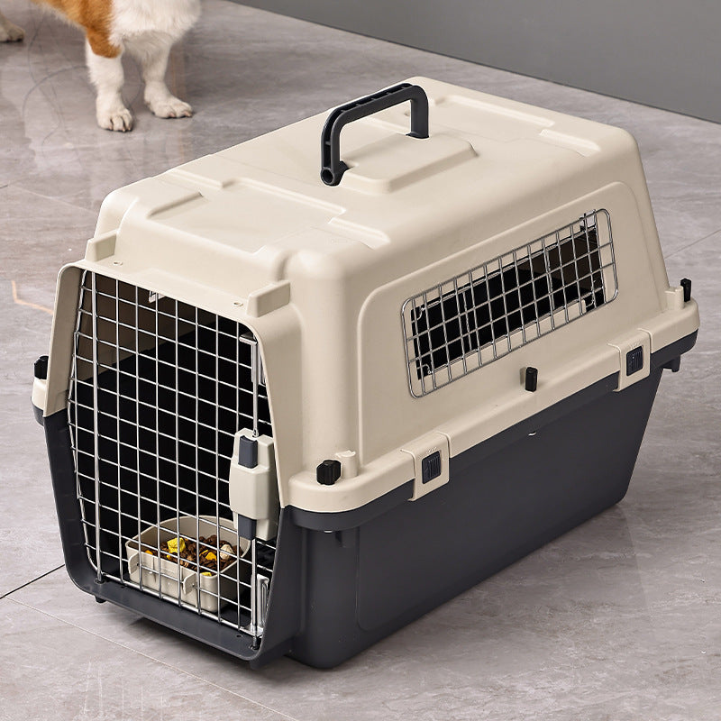 Transporteur d'animaux de compagnie avec roues IATA Airline approuvé Double serrures de sécurité avec porte de fil et Sid