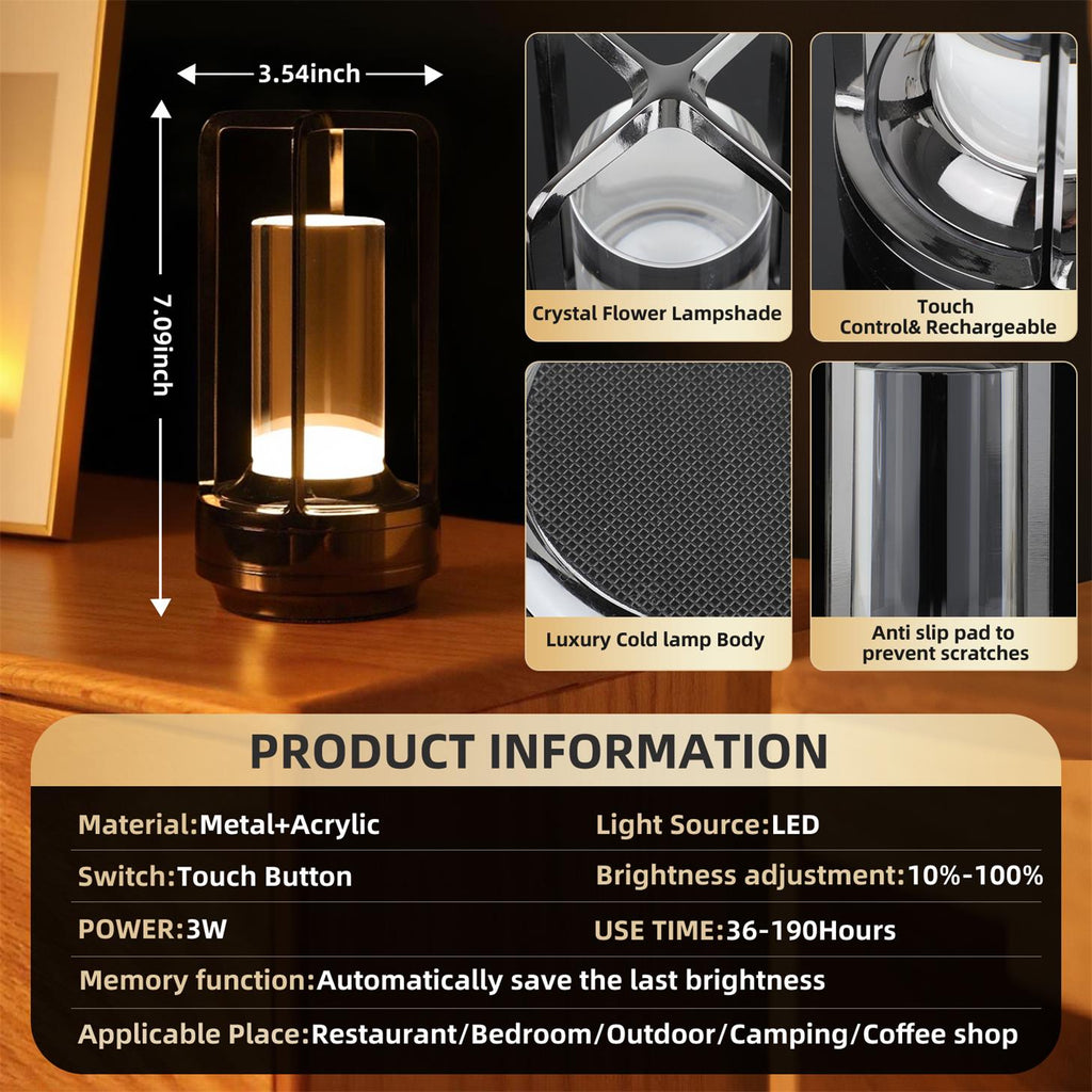 Lampe de table à commande tactile portable 2pcs avec batterie de 5000mAh