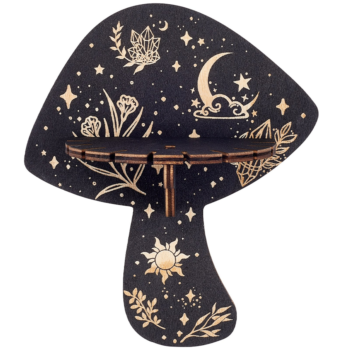 Porte pendule en bois de champignons