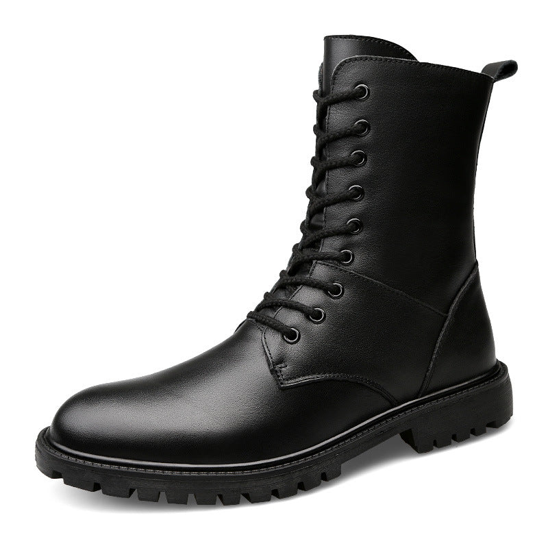 Bottes en cuir d'hiver de style britannique de style polaire pour hommes