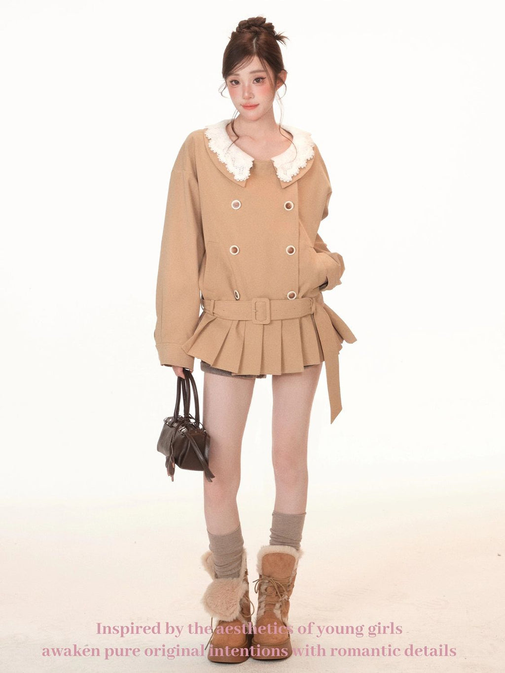 Coat Collegiate britannique de style kaki pour femmes
