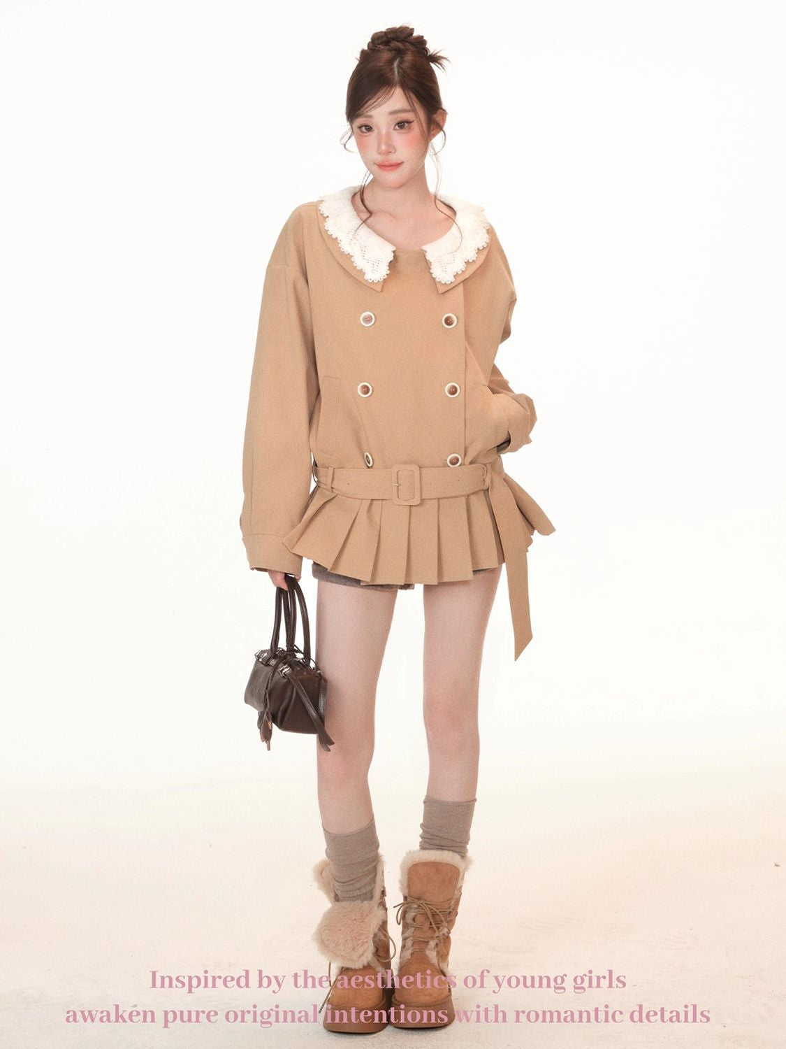 Coat Collegiate britannique de style kaki pour femmes