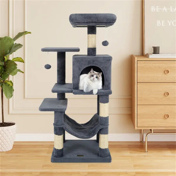 Arbre de chat multi-niveaux de 44" avec perche de dessus spacieuse