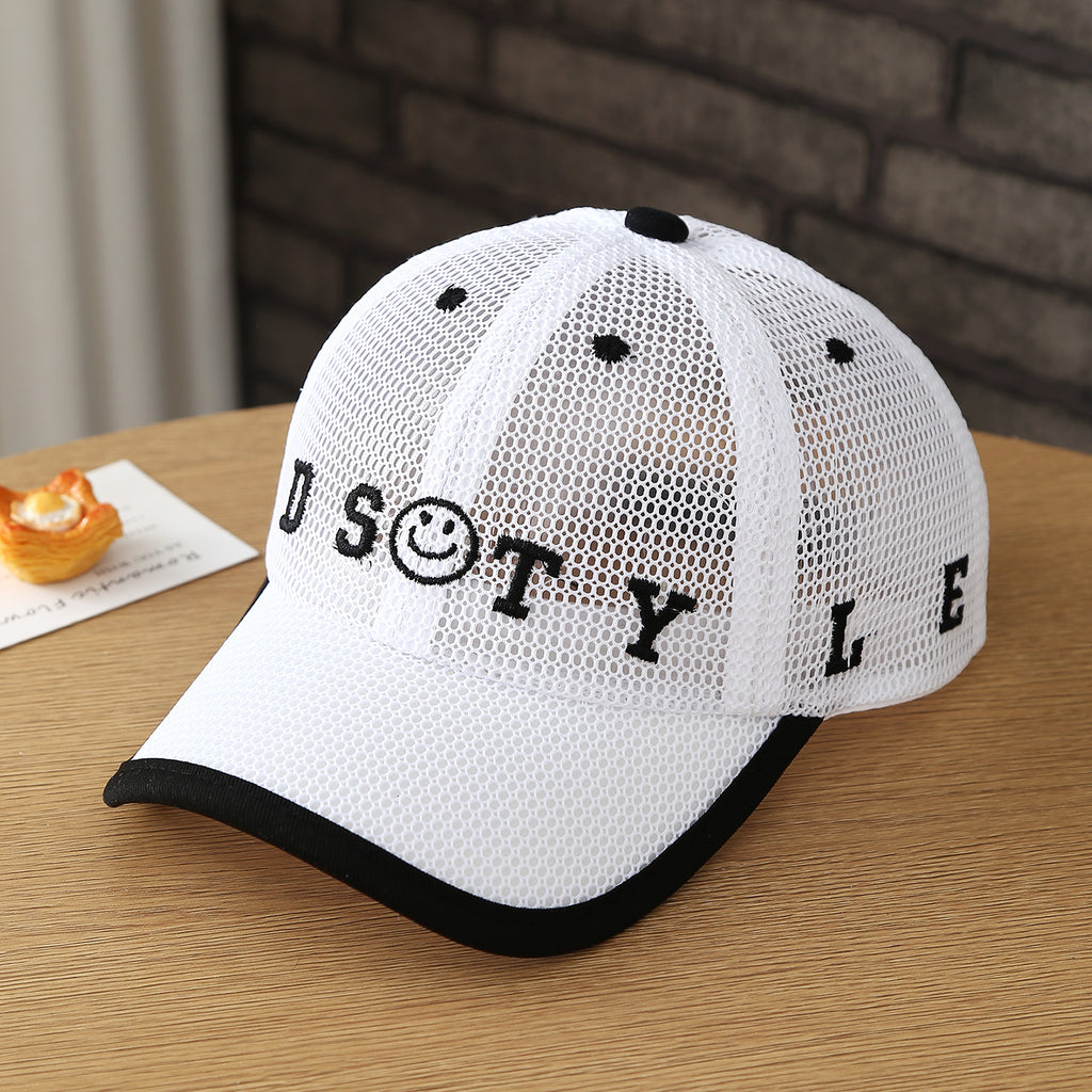 Casquette en mesh léger d'été pour enfants - Garçons et filles DSTY Base brodée visage souriant