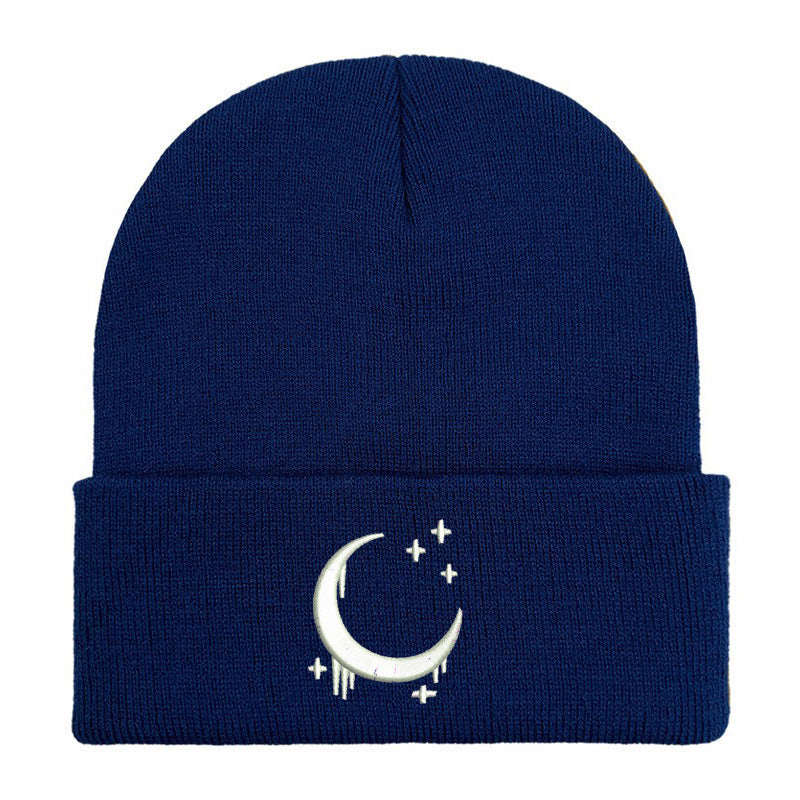 Chapeau en tricot brodé Amazon avec lune et étoiles Design AutomneHiver Chapeau en laine