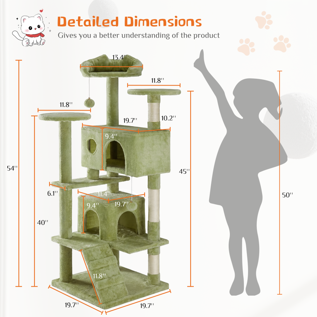 54 In Cat Tree Tower - Multi-niveaux avec sisal Grab Post