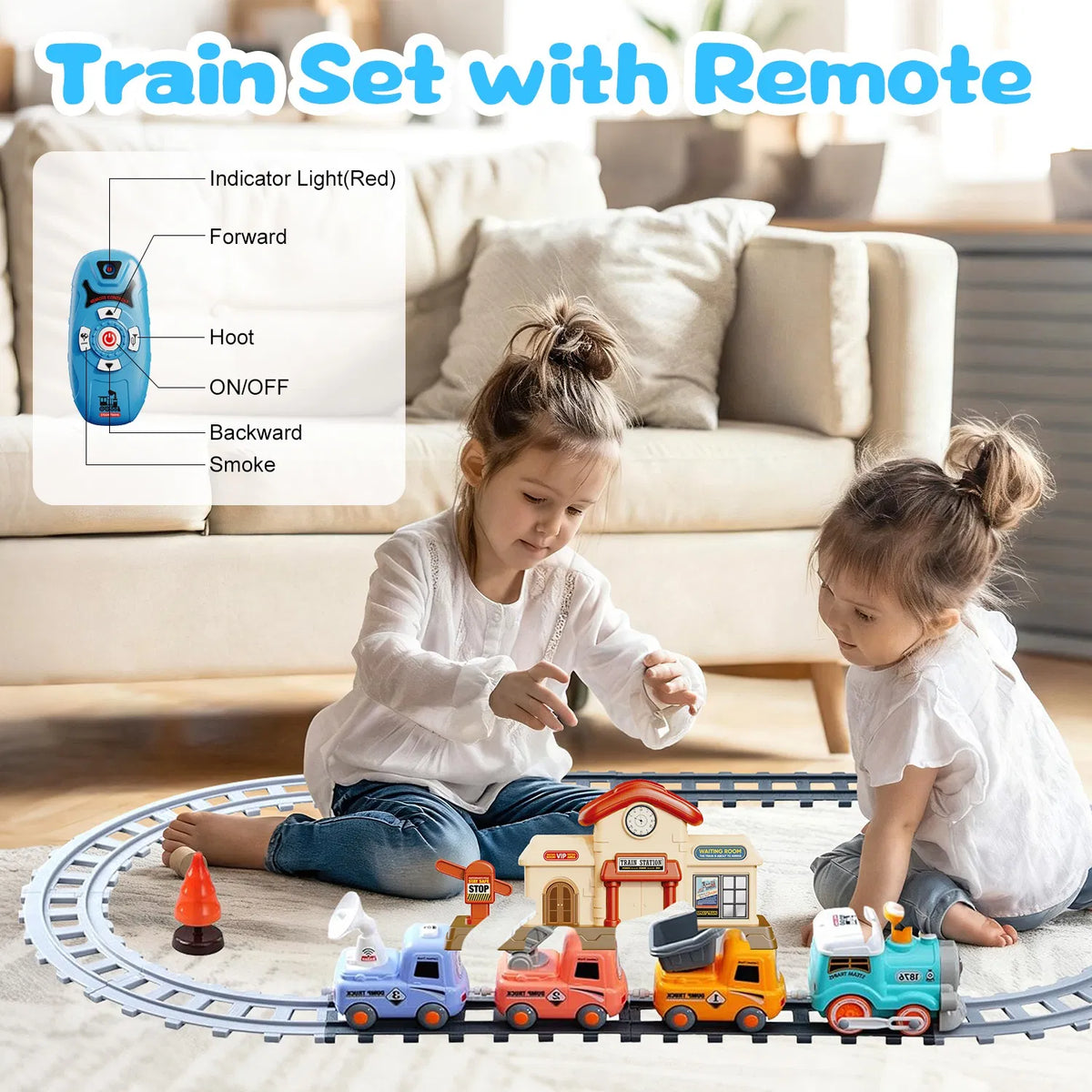 Ensemble de train électrique pour enfants avec télécommande - Jeu immersif avec sons de train authentiques