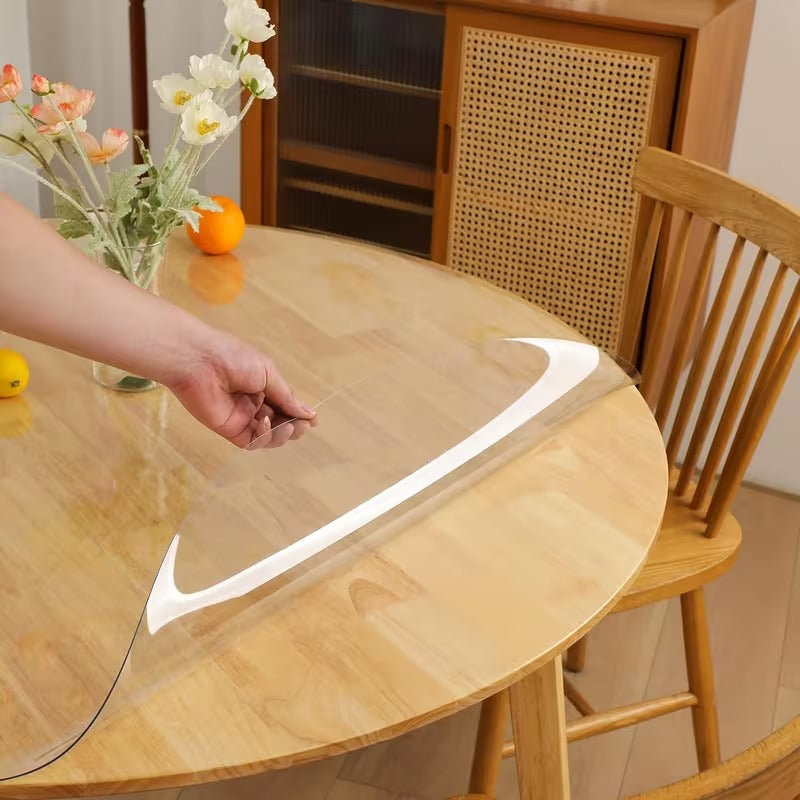 Couverture ronde en PVC 1,5mm Protecteur de table ronde résistant à la chaleur pour Roun