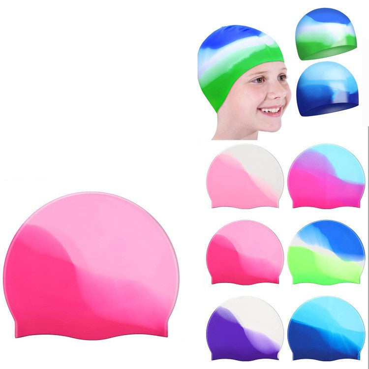 Silicone Cap de natation Gradient Blocage de couleur Imperméable Impression