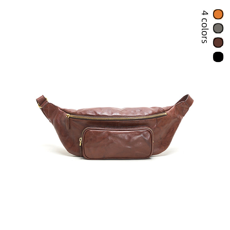 Sac croisé Cowhide de première rangée rétro