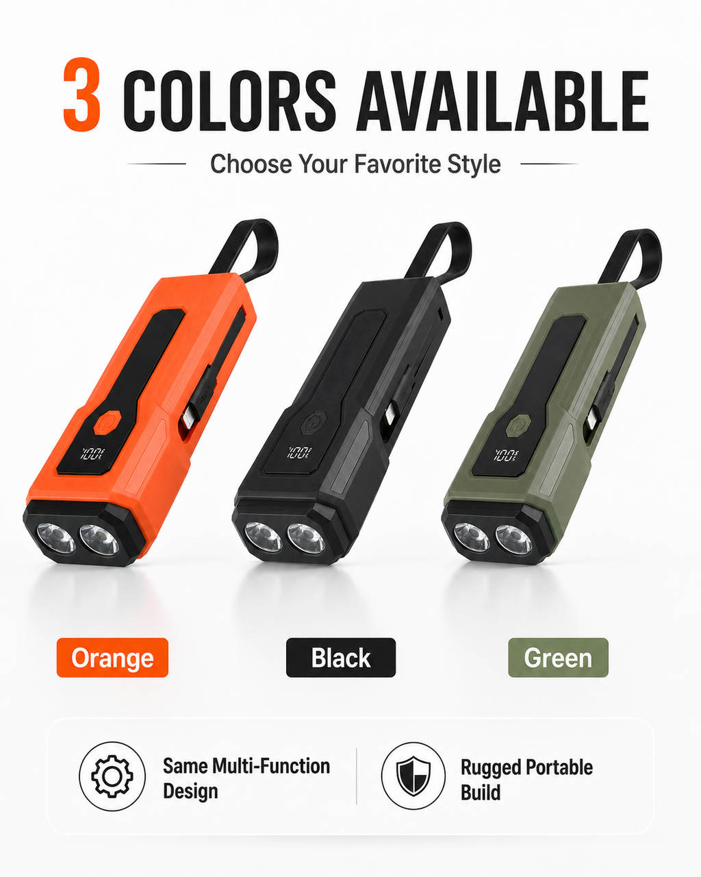 Rechargeable Z828 Black Portable lampe de poche de vélo Power Bank Outdoor Emergency Light LED