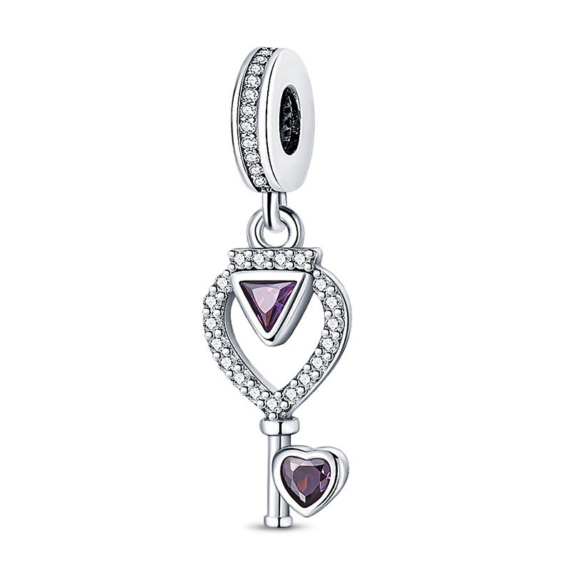 Accessoire pendentif à clé de verrouillage cardiaque rétro