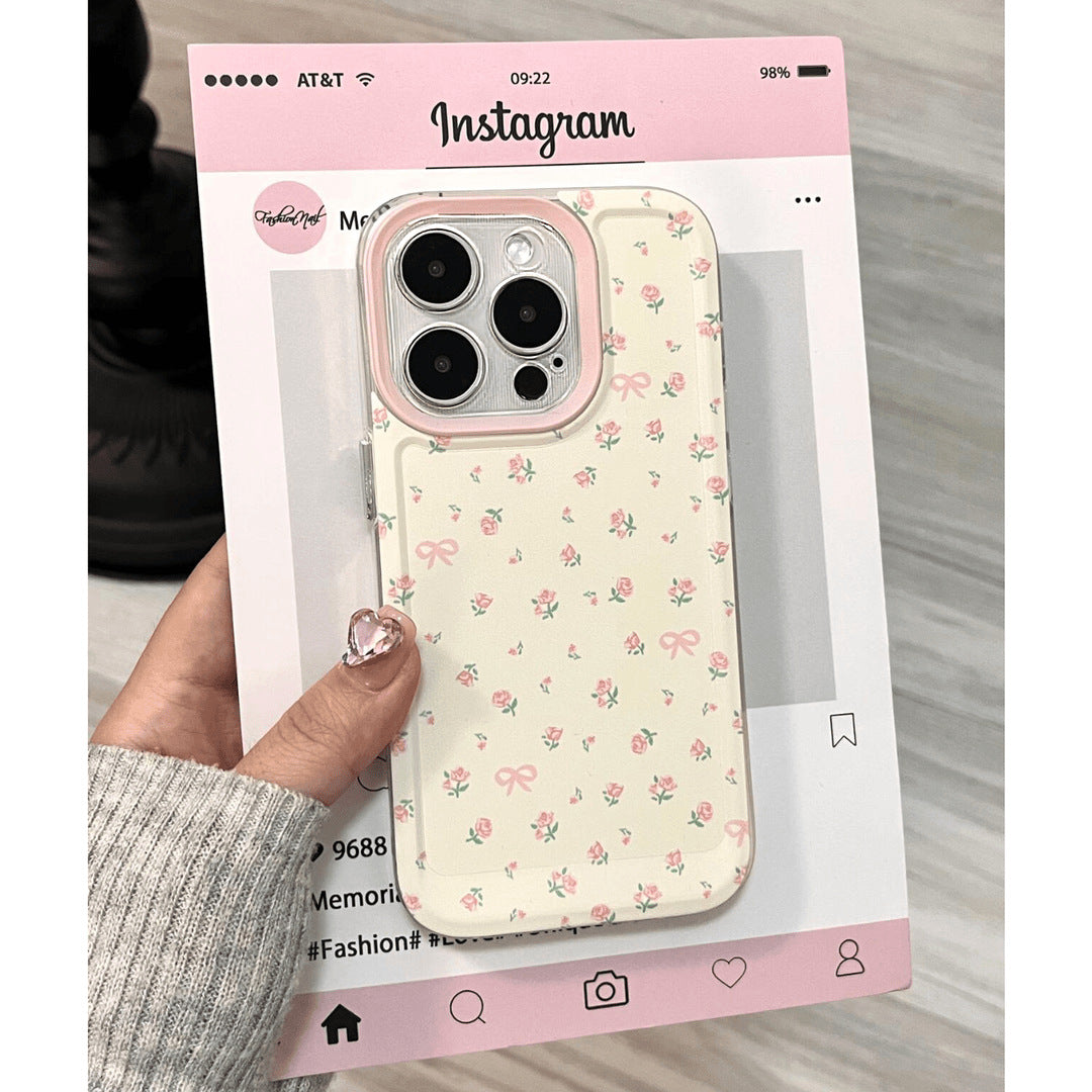 Étui de téléphone floral en plastique rose pour femmes