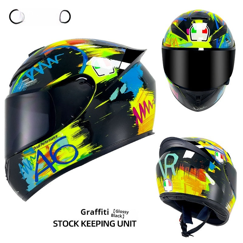 Hiver Personnalité Casque de moto Quatre saisons Knight Bluetooth Locomotive Plein visage