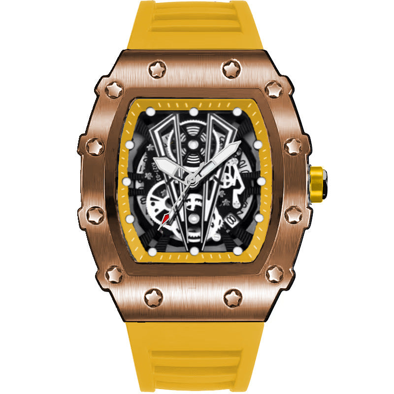 Montre Quartz en forme de barillet pour hommes Casual Sport