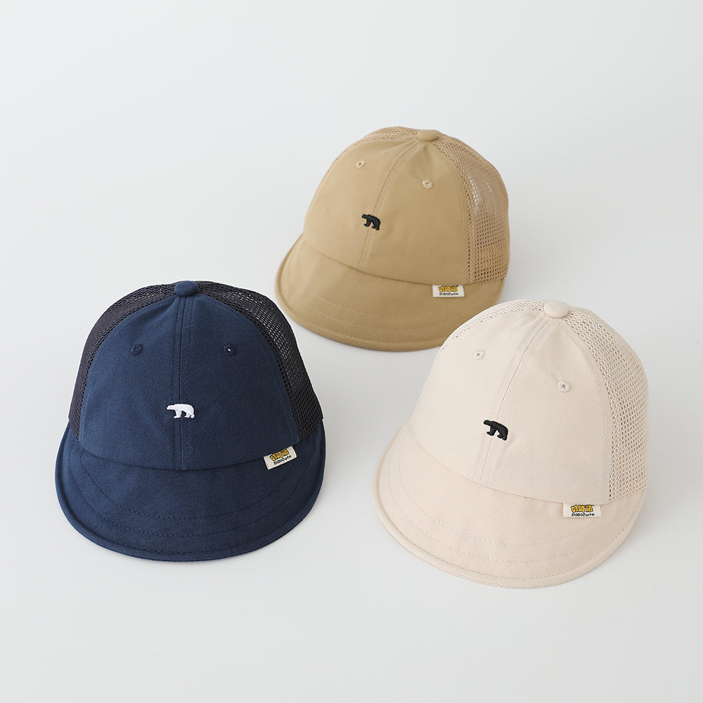 Casquette de baseball brodée en maille simple d'ours pour enfants - Mignon et style frais Baby Breathabl