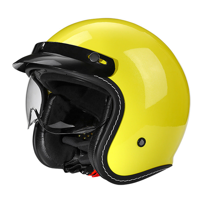 Casque de moto vintage avec visière intégrée rétractable
