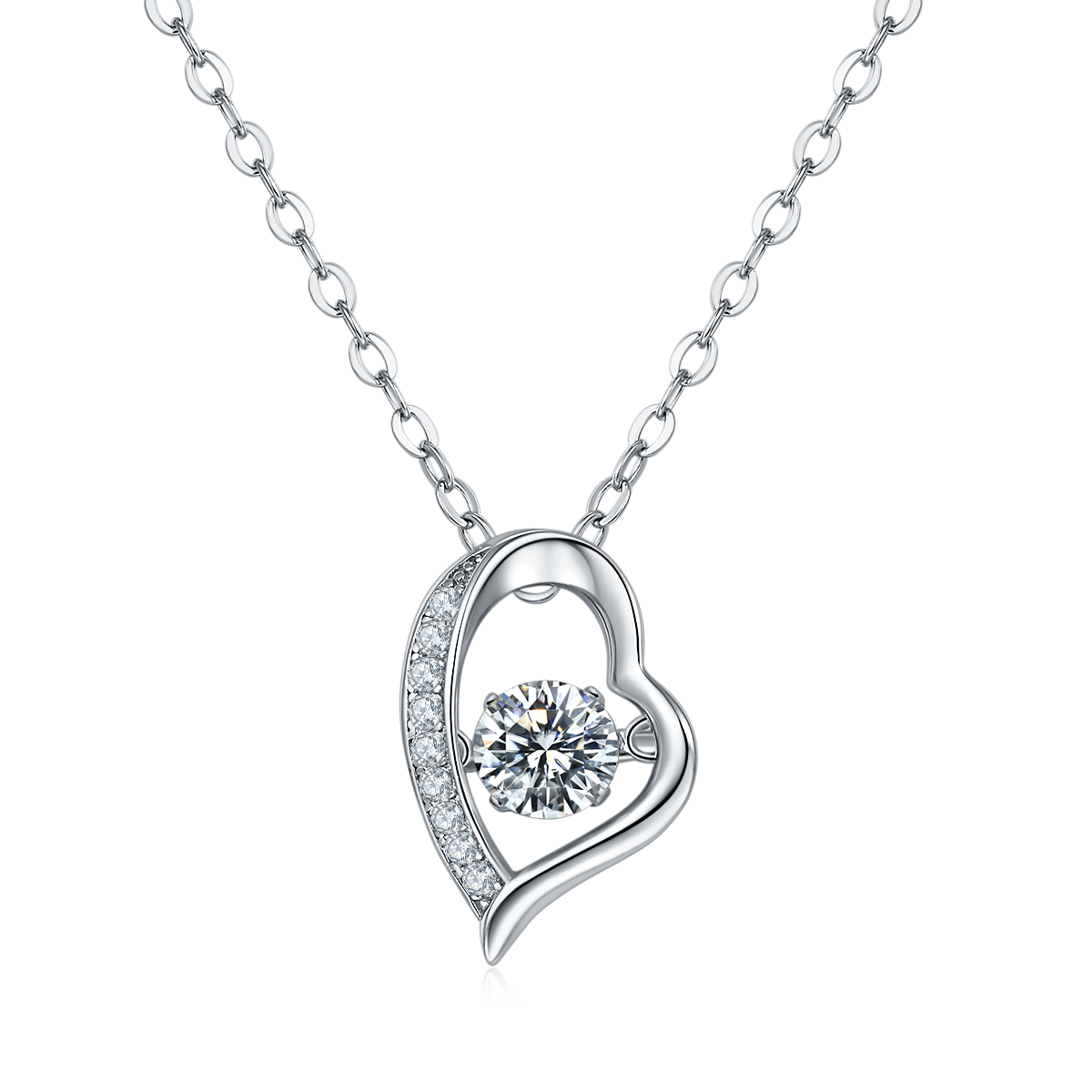 S925 Argent Sterling 0.5ct D Couleur VVS1 Moissanite Collier ouvert 45cm Platine