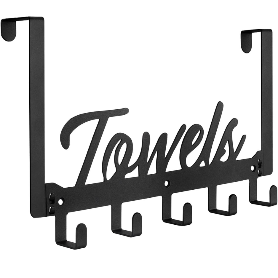 Sur la porte Crochets Serviette Rack Housse de porte robuste avec 5 crochets en manteau pour chambre Bathro