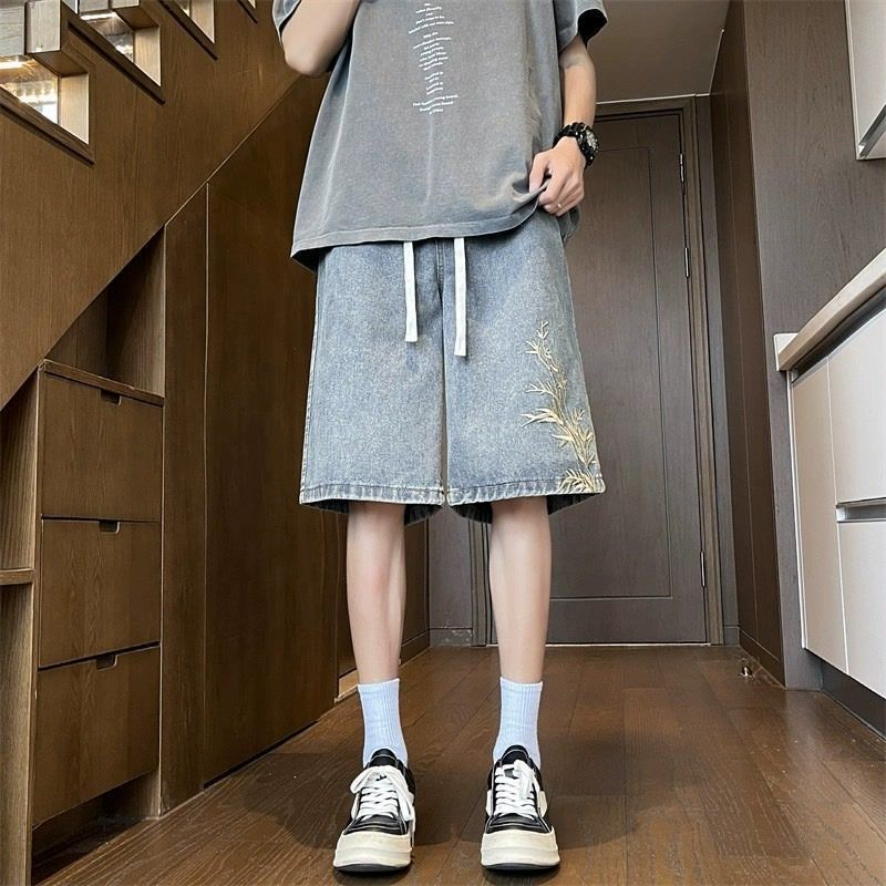 Hommes Été Bamboo Brodé Streetwear Short