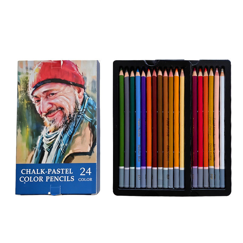 Ensemble de crayon couleur 24 couleurs à base d'huile et soluble dans l'eau