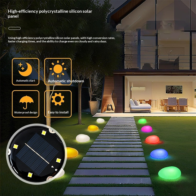 Solar Outdoor Pebble Garden Décoration pelouse paysage pierre nuit lumière