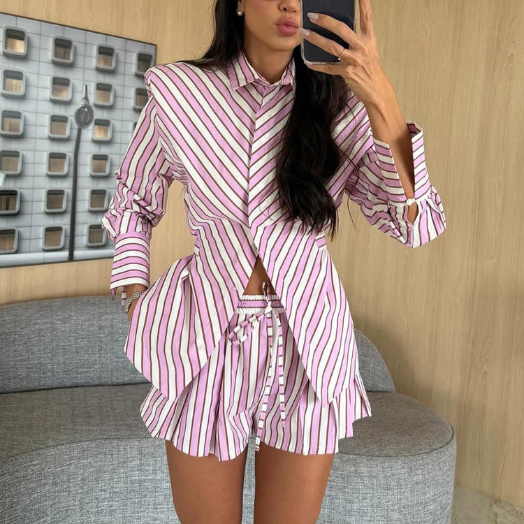 Chemise à rayures Diagonal et ensemble à deux pièces courtes