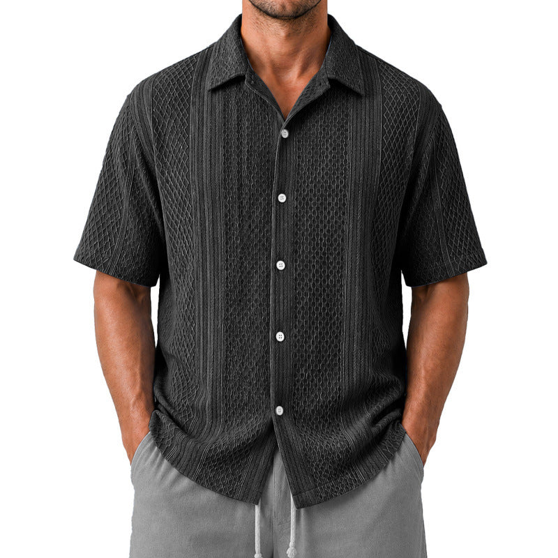 Chemise casual à manches courtes avec impression d'arbre de coco 3D
