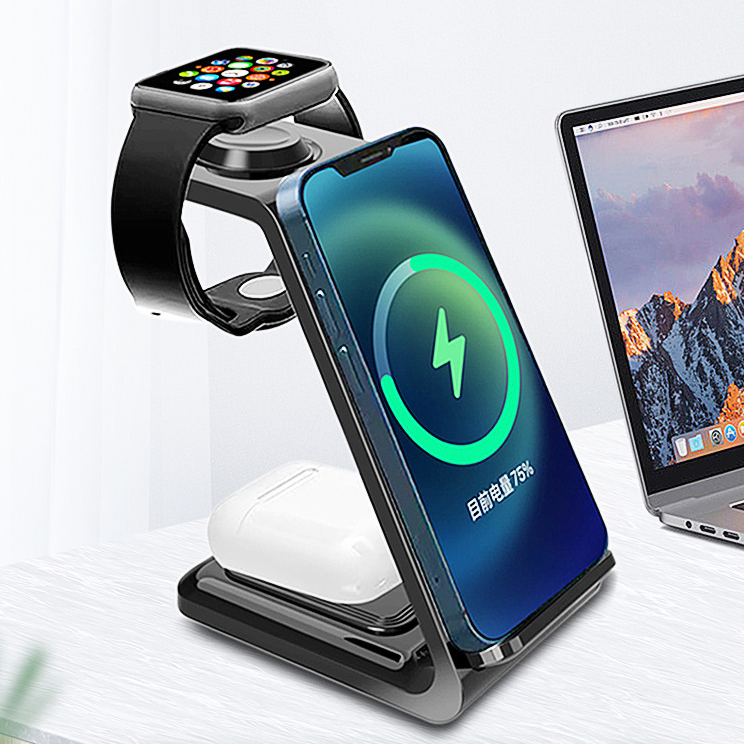 Chargeur sans fil 3-en-1 multi-fonctionnel haut de gamme pour téléphone mobile