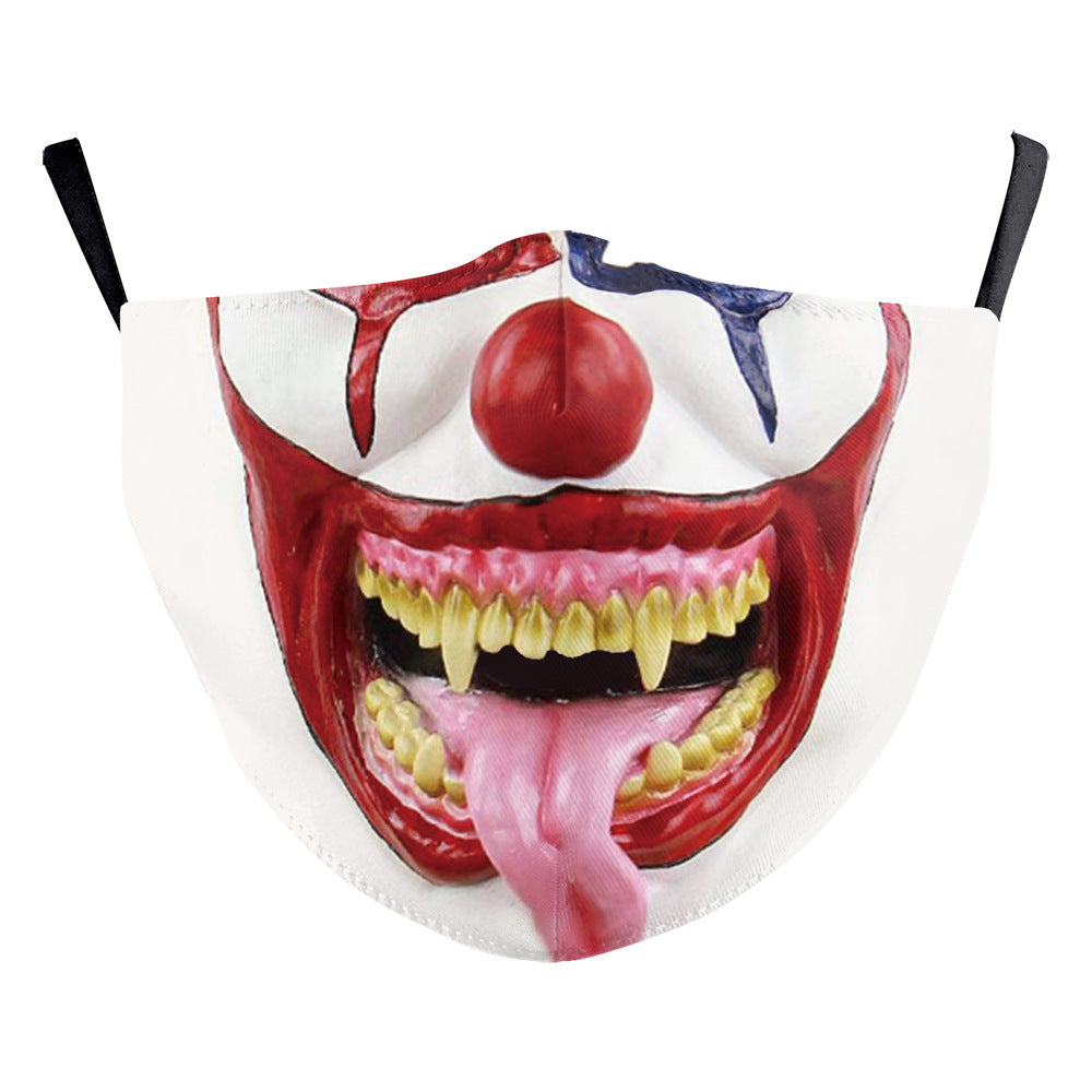 Halloween impression numérique drôle Horreur visage double couche masque de poussière