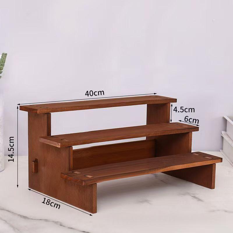 Affichage de rangement en bois à niveaux pour jouets Unité de rayonnage en bois massif