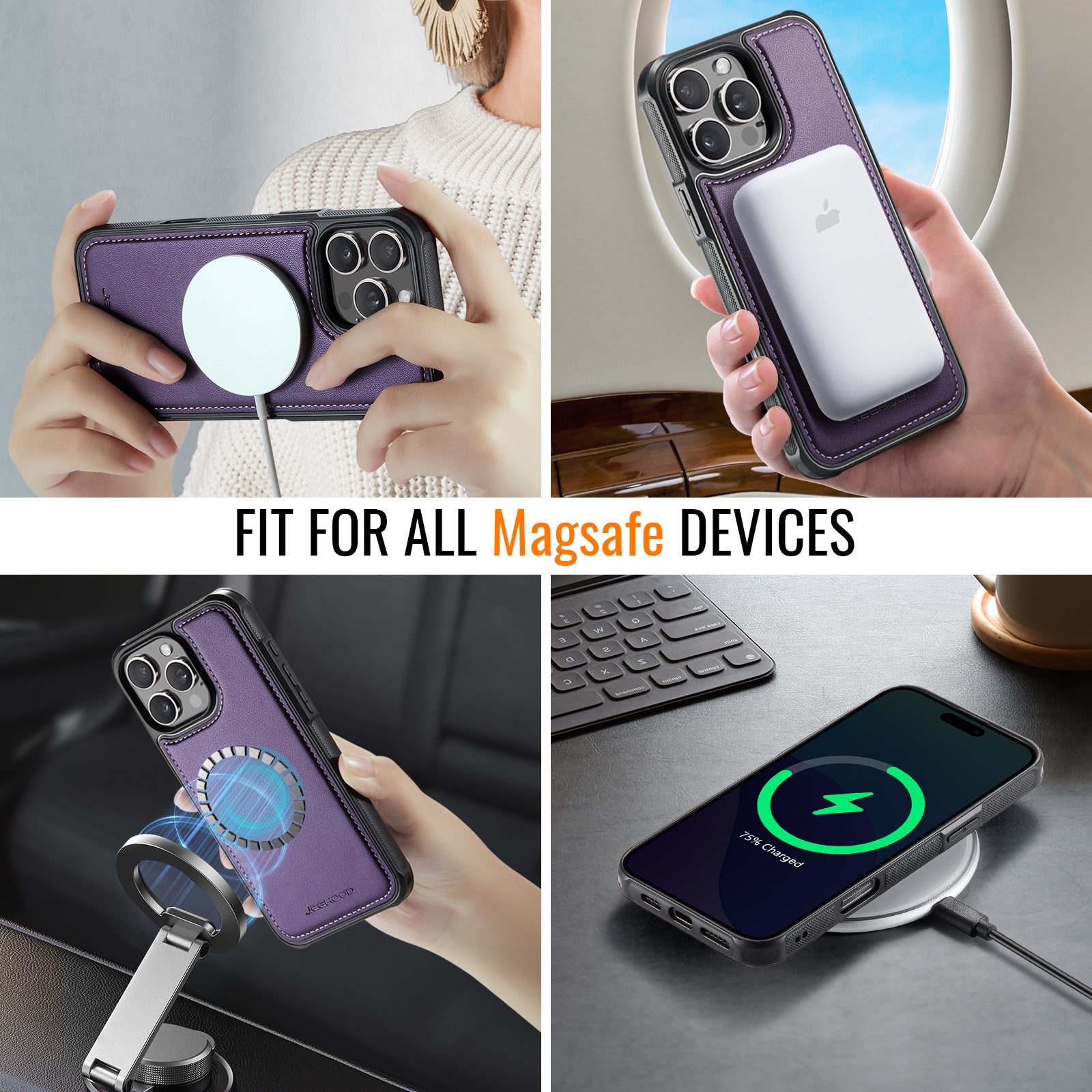 Boîtier de téléphone amovible magnétique sans fil avec support de carte antivol