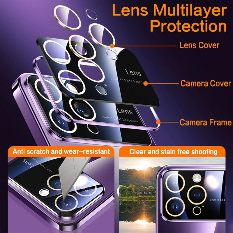 Coque de téléphone Grande fenêtre Electroplating magnétique transparent Couverture de protection tout compris