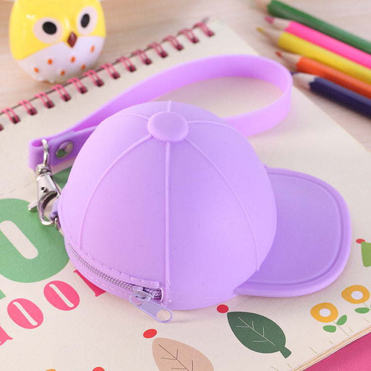 Mignon dessin animé chapeau couleur couleur Silicone Coin Purse