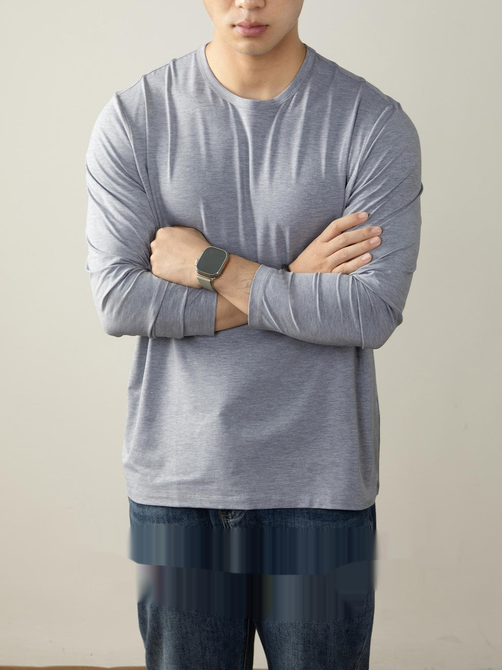 T-shirt en coton à manches longues Langan Modal pour hommes
