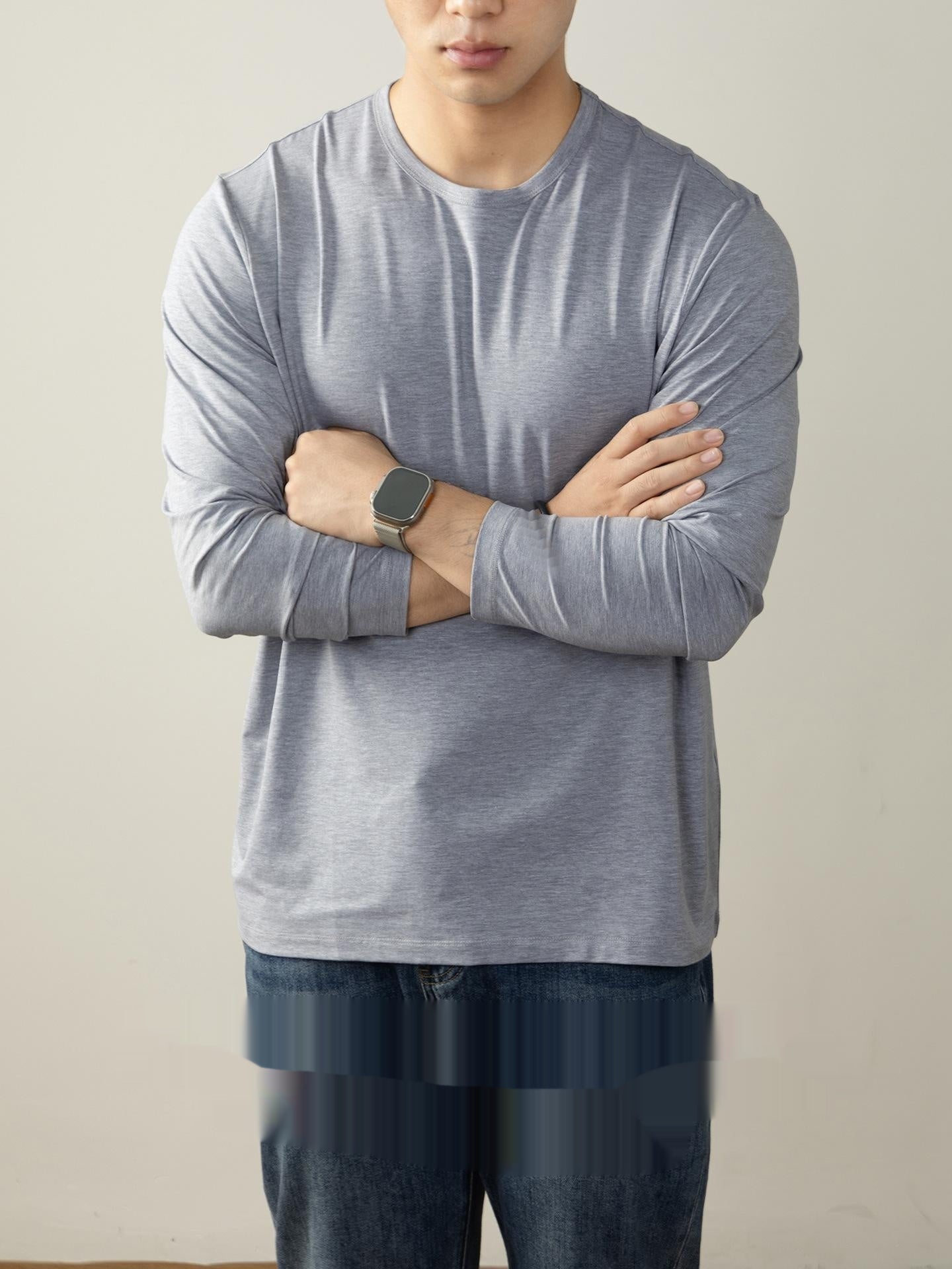 T-shirt en coton à manches longues Langan Modal pour hommes
