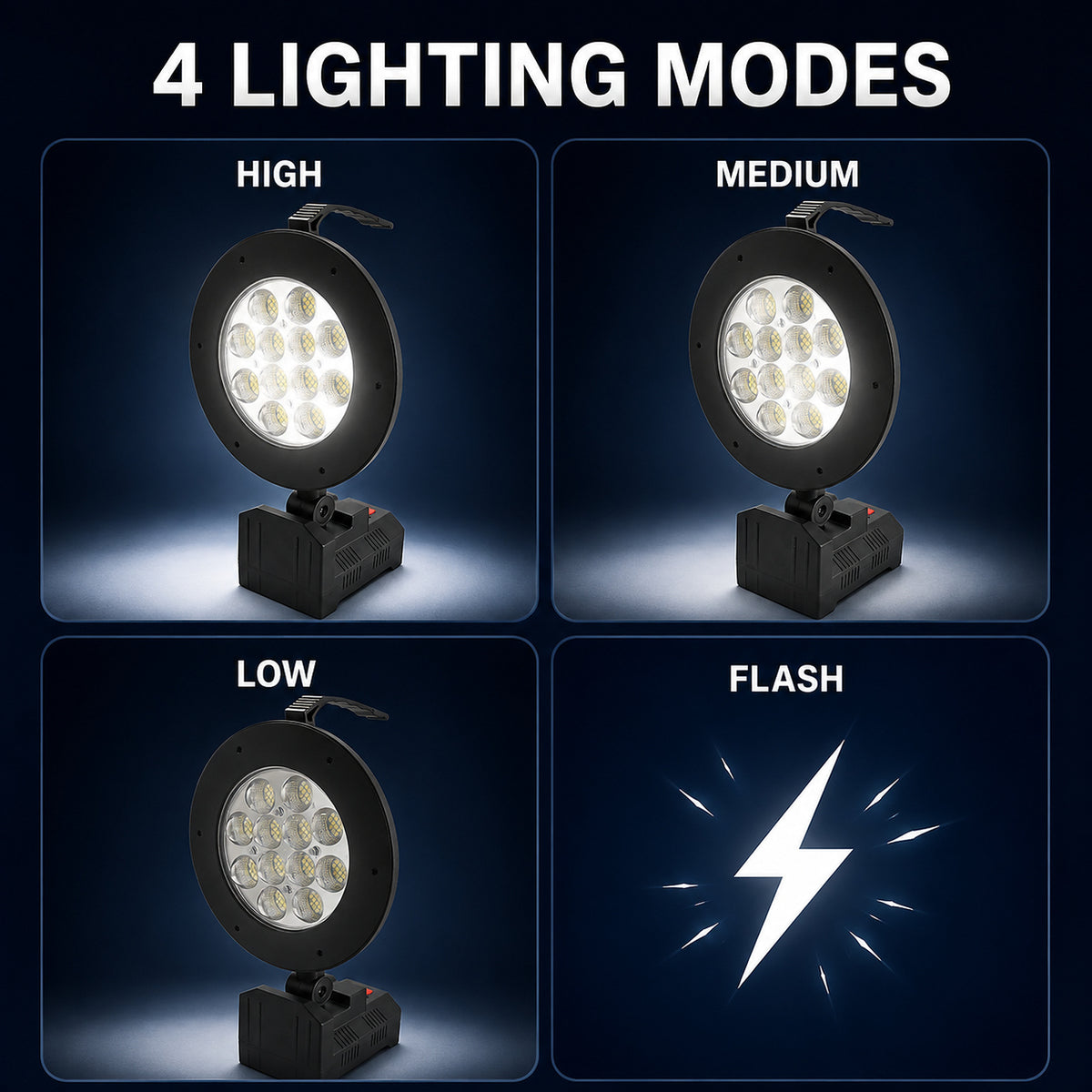 Solar Powered Réchargeable Batterie Display Power Bank Fonction LED Flood Light W873A Sortie