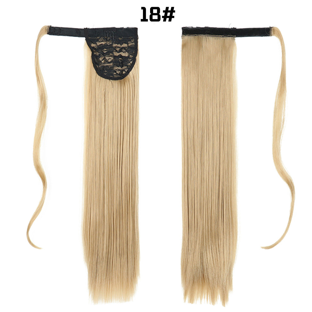 European And American Long Straight Cheveux Velcro Ponytail