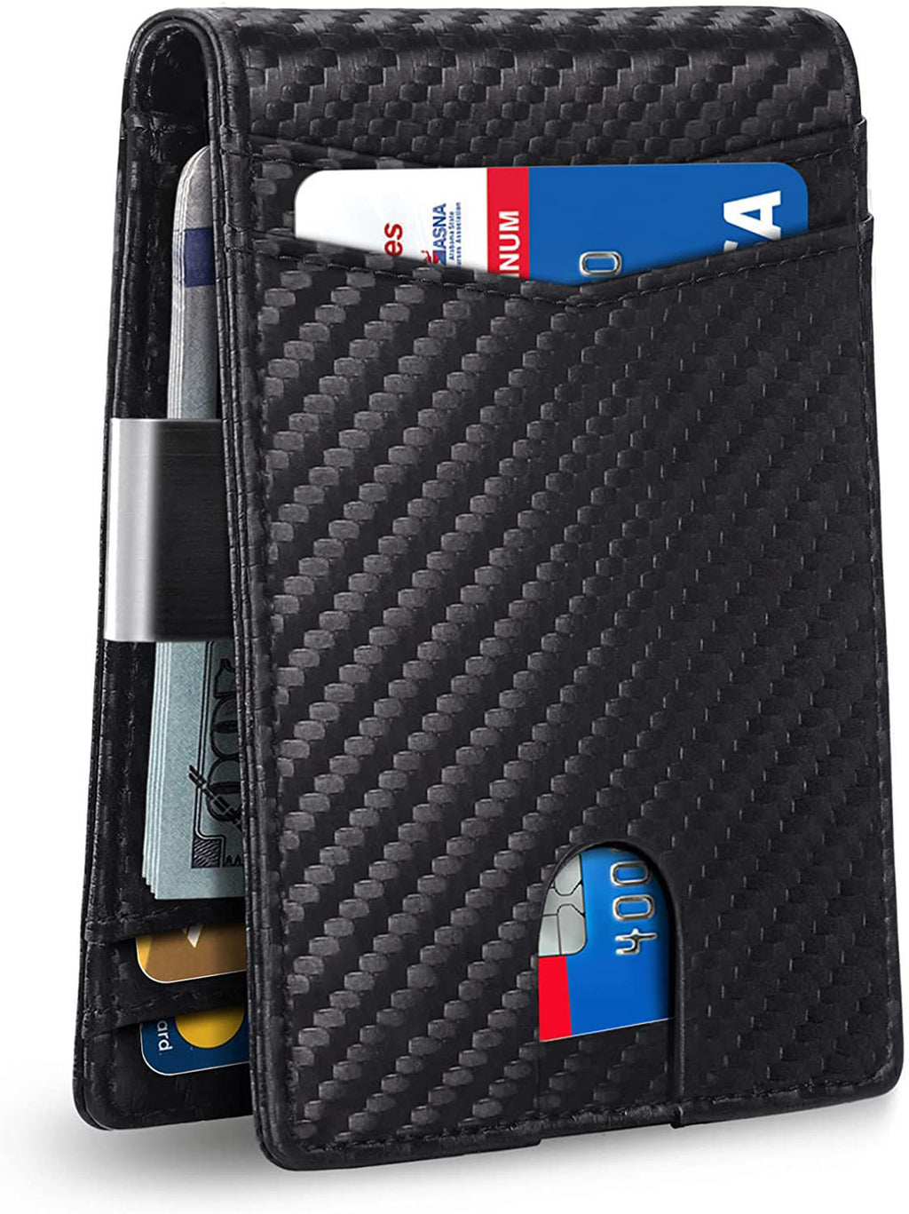 Support de carte de portefeuille antivol en cuir PU