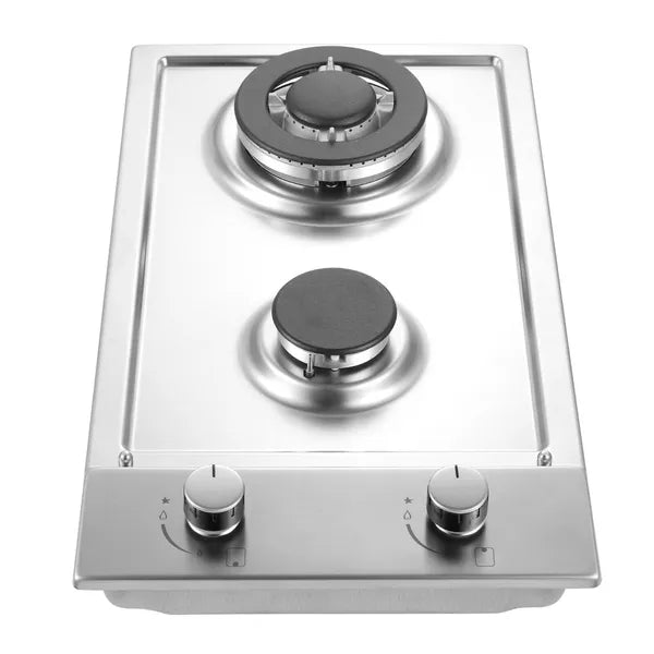 2-Burners Cuisinière à gaz 12 en acier inoxydable Eascookchef NG/LPG convertible
