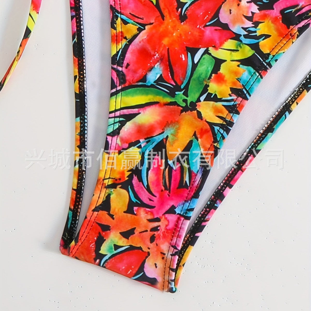 Femme Floral Imprimer Halter-Neck Dentelle-Up Sexy Bikini