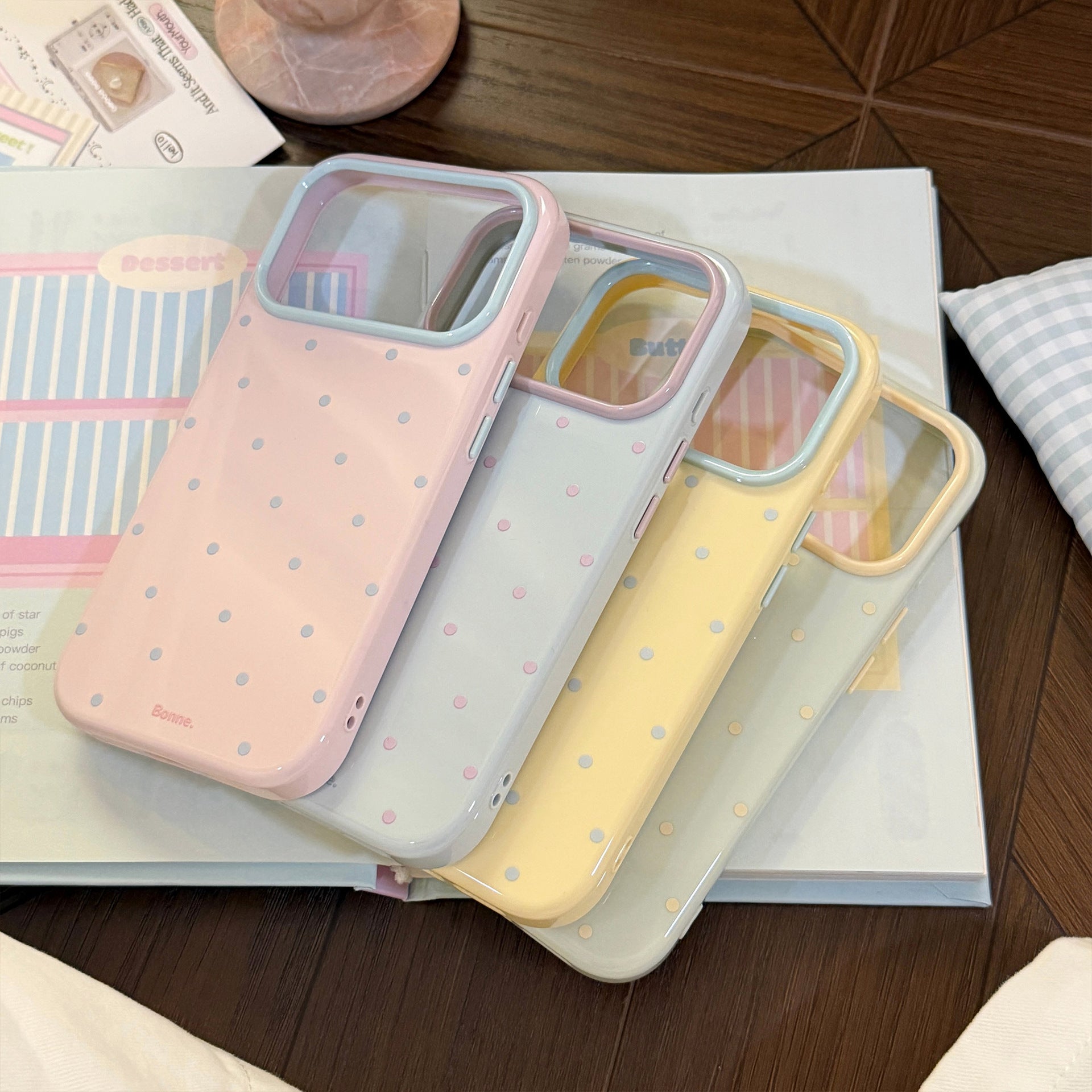 Bloc de couleur Polka-dot Étui de téléphone anti-drop